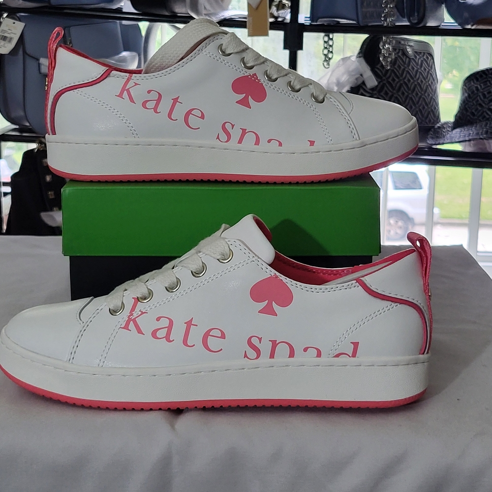 Kate Spade Nikki Sneaker In Optic White/Pink Peppercorn - Picture 2 of 7
